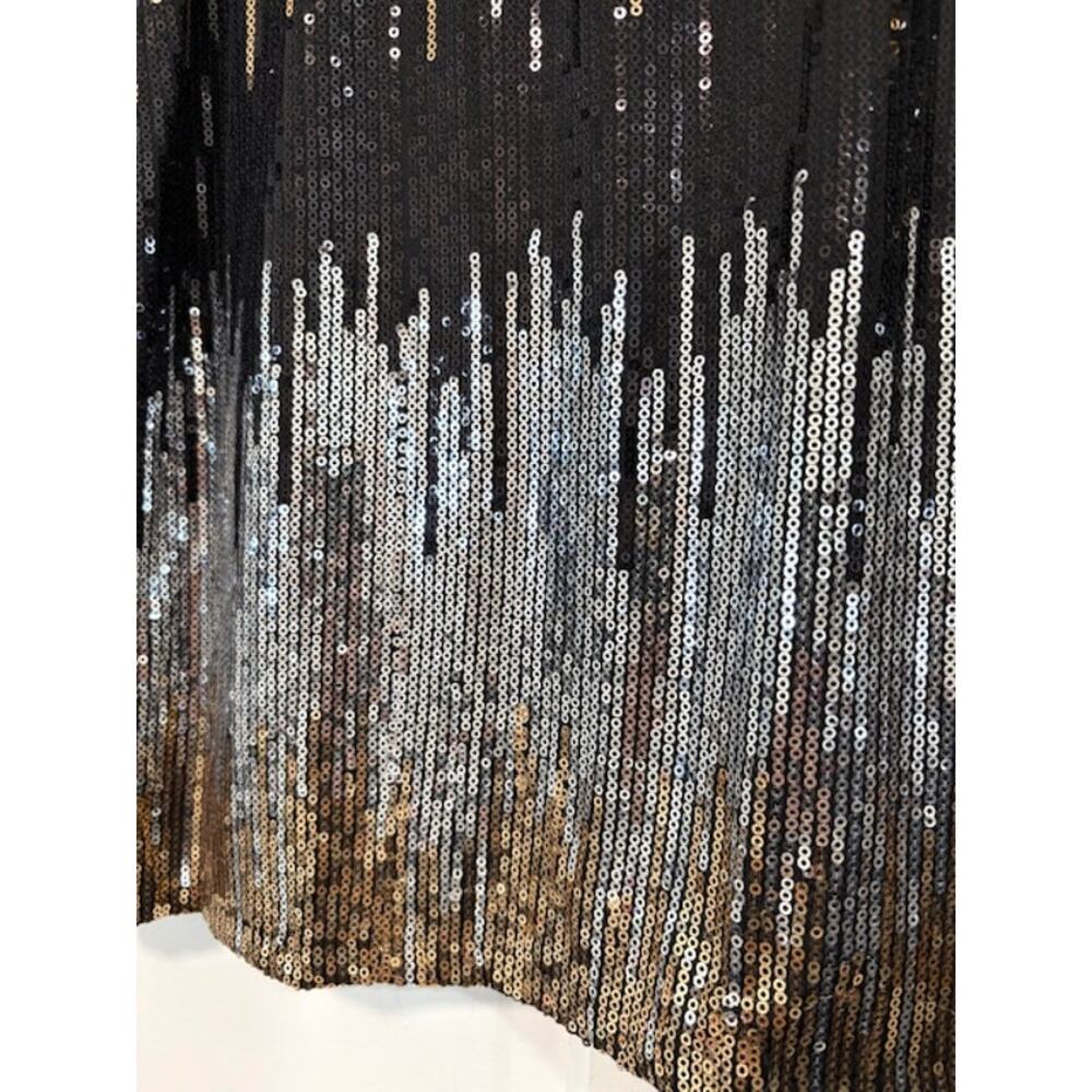 Bisou Bisou Sequin Mini Skirt Womens Sz S Black Gold Silver Ombre Stretchy Party - Picture 4 of 11